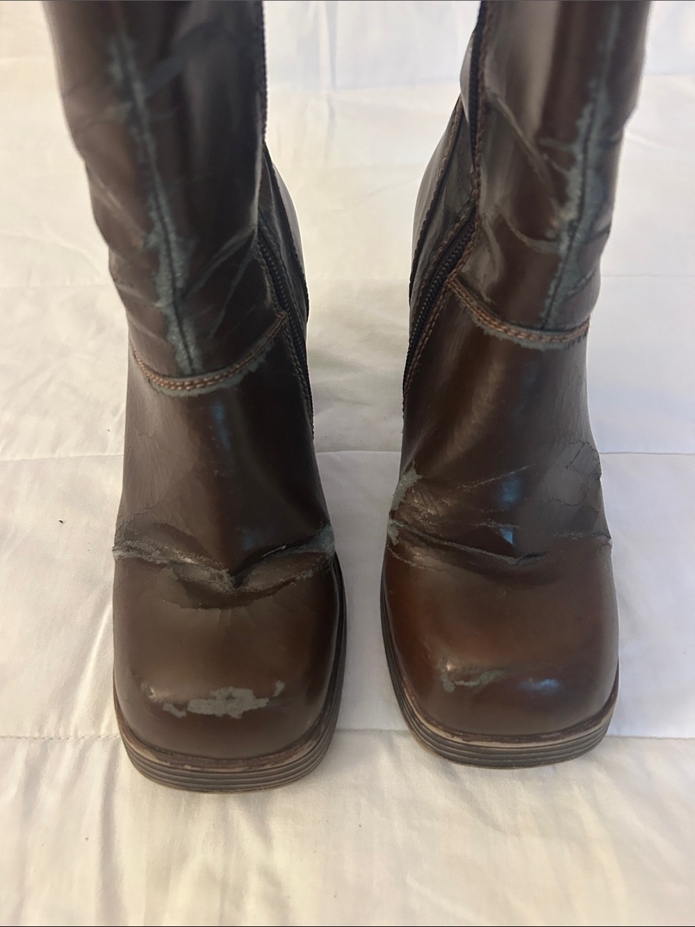 Block heel platform leather boots - Picture 3 of 6